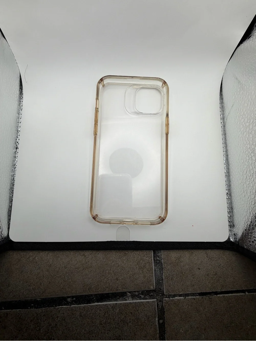 Clear Protective Phone Case - Transparent with Amber Edges